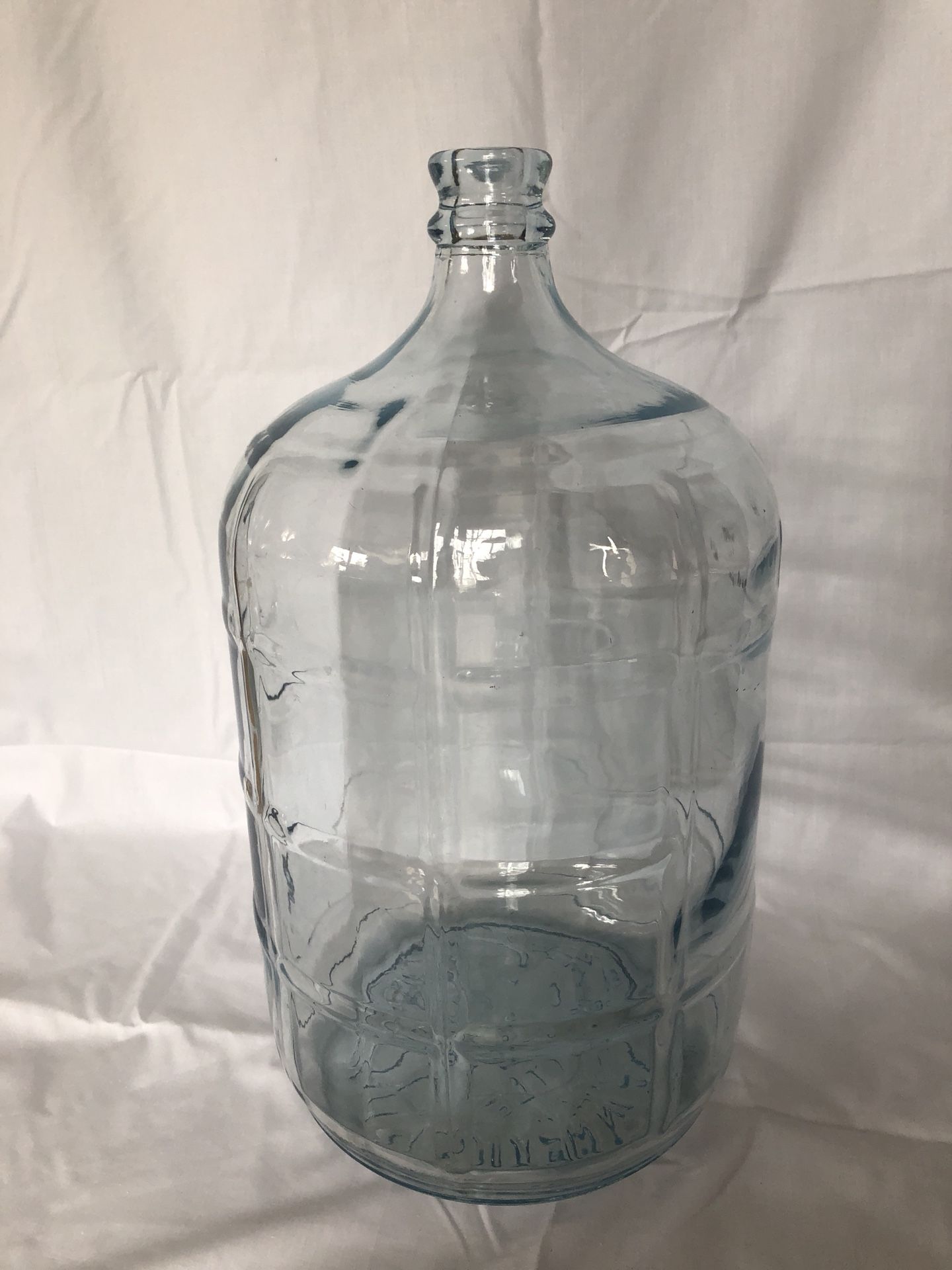 Vintage Blue Tint CRISA 5 Gallon/18.9 Liter Checkered Glass Water Bottle made in Mexico