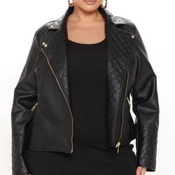 Vegan Leather Moto Jacket Size 2X