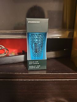 Starbucks Blue CHROME STUDDED KEYCHAIN