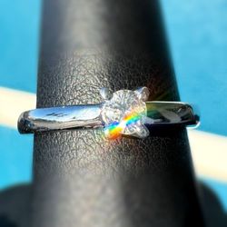 18k white gold 0.2CT Natural Diamond iconic engagement ring sz 6.75