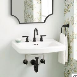 Signature Hardware
Pennfield 24" Porcelain Wall-Mounted Bathroom Sink with Overflow and 3 Faucet Holes at 8" Centers