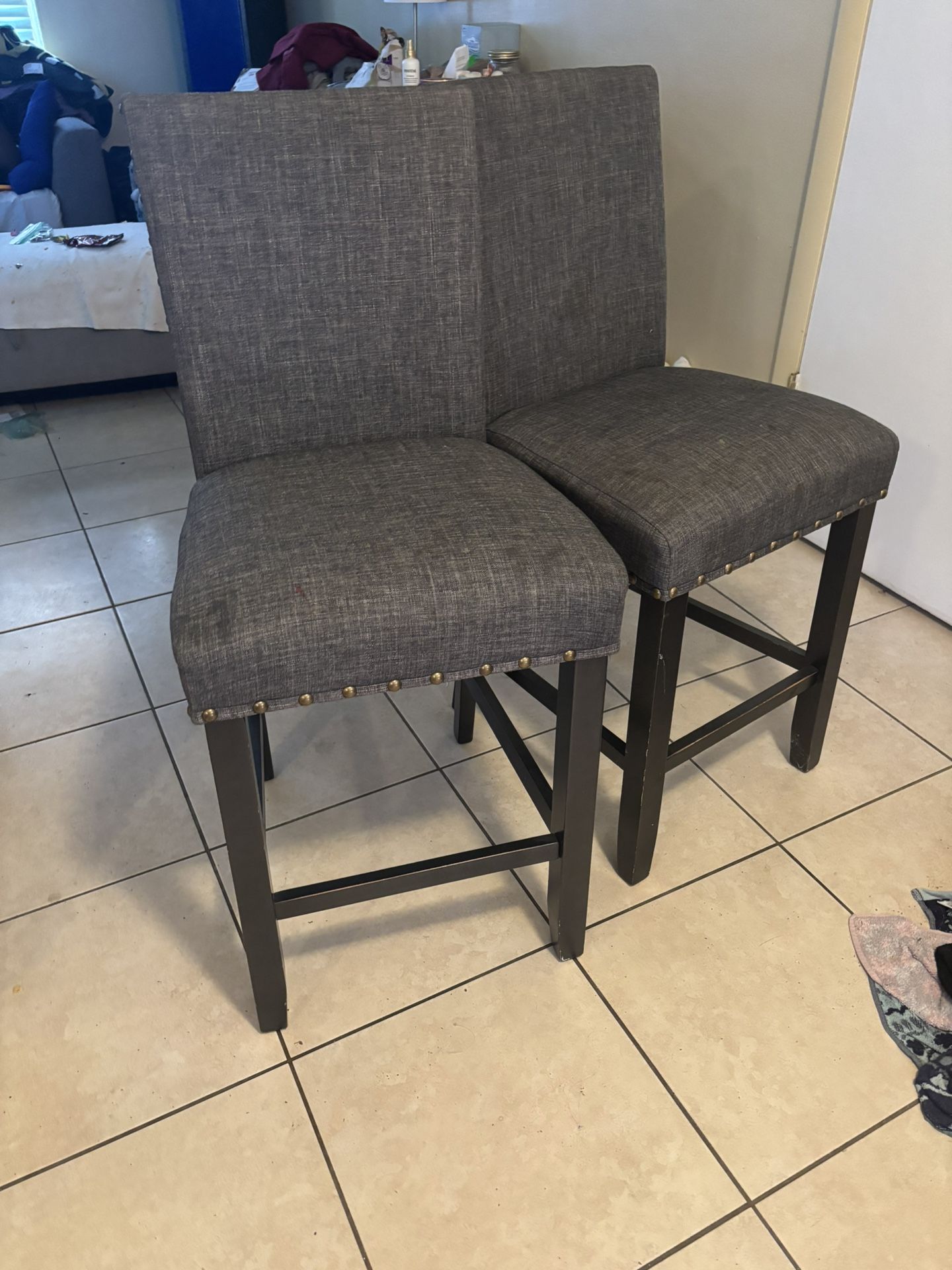 Set Of Grey Bar Stools