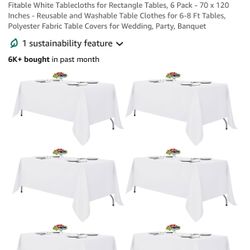 6 New White Tablecloths 