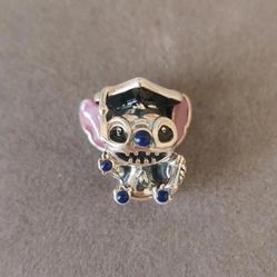 925 Sterling Silver Disney Stitch Graduation Charm For  Bracelets DIY Necklace Pendant Gift for her
