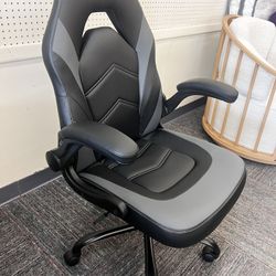 Gaming Chair, Computer Chair Ergonomic Office Chair PU Leather Desk Chair, Gray-Black, New 