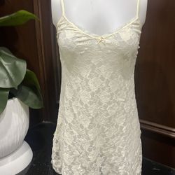 Vintage Smart and Sexy sleepwear stretch transparent lace nighty Elegant Cream Lace Chemise