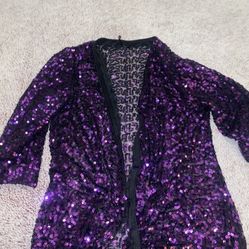 Purple Sequin Tank Top with Matching Jacket | Size Med