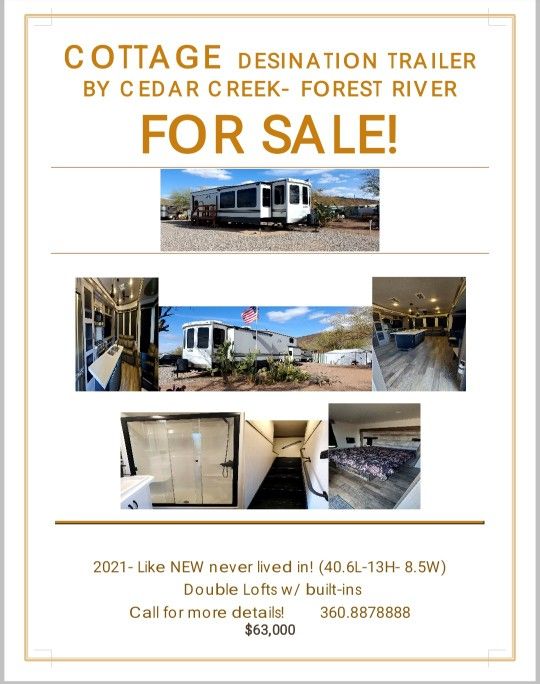 2021 Cottage Cedar Creek by Forest River CDL double loft