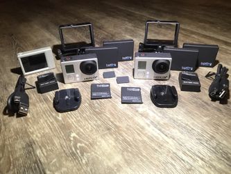 2 GoPro Hero3+ Black Edition Cameras with tons of accessories! 😮