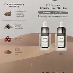 New - Huxley Oil Essence: Essence Oil Like Premium Facial Serum 30ml - 2 Pack Korean