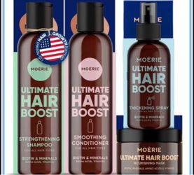 Moérie Hair Growth Shampoo, Conditioner, Spray and Mask for Men and Women, Hair Loss Solution with Biotin and Rosemary, Thickening Hair Regrowth Set w