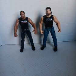 WWF/WWE Titan Tron Live APA (Bradshaw/Simmons) Figures.