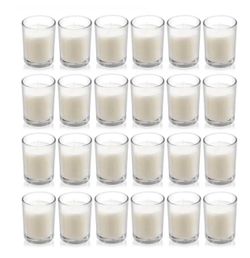 Set of 40 White Votive Candles in Clear Glass