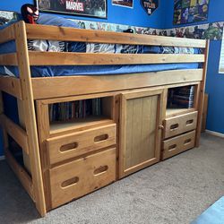 Twin Storage Loft Bed With Stairs