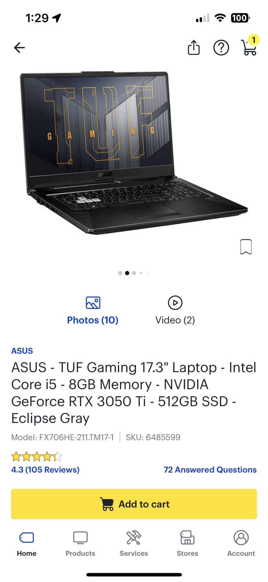 Asus TUF Gaming 17.3” Laptop