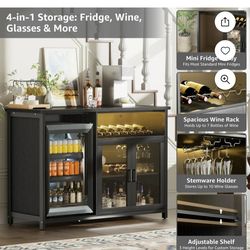 Wine Bar Cabinet with Mini Fridge Space – Modern Coffee
