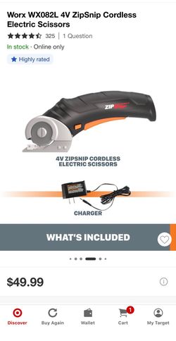 Cordless electric scissors,cutting blades (2), storage bag (1), charger (1)