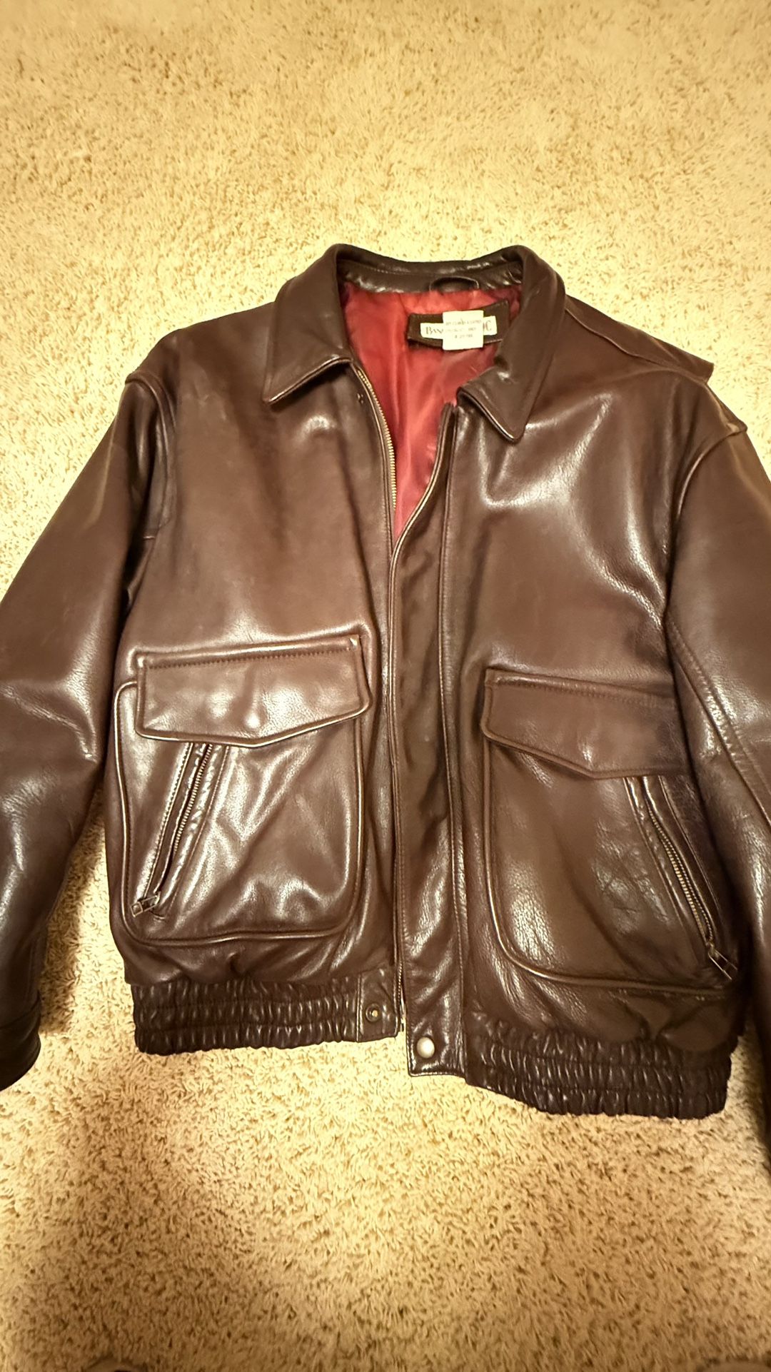 Men’s Banana Republic Brown, Leather, Bomber, Biker Jacket