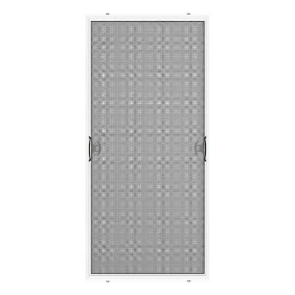29.75 in. x 76.75 in. White Reversible Patio Screen Door with Handles and Latch