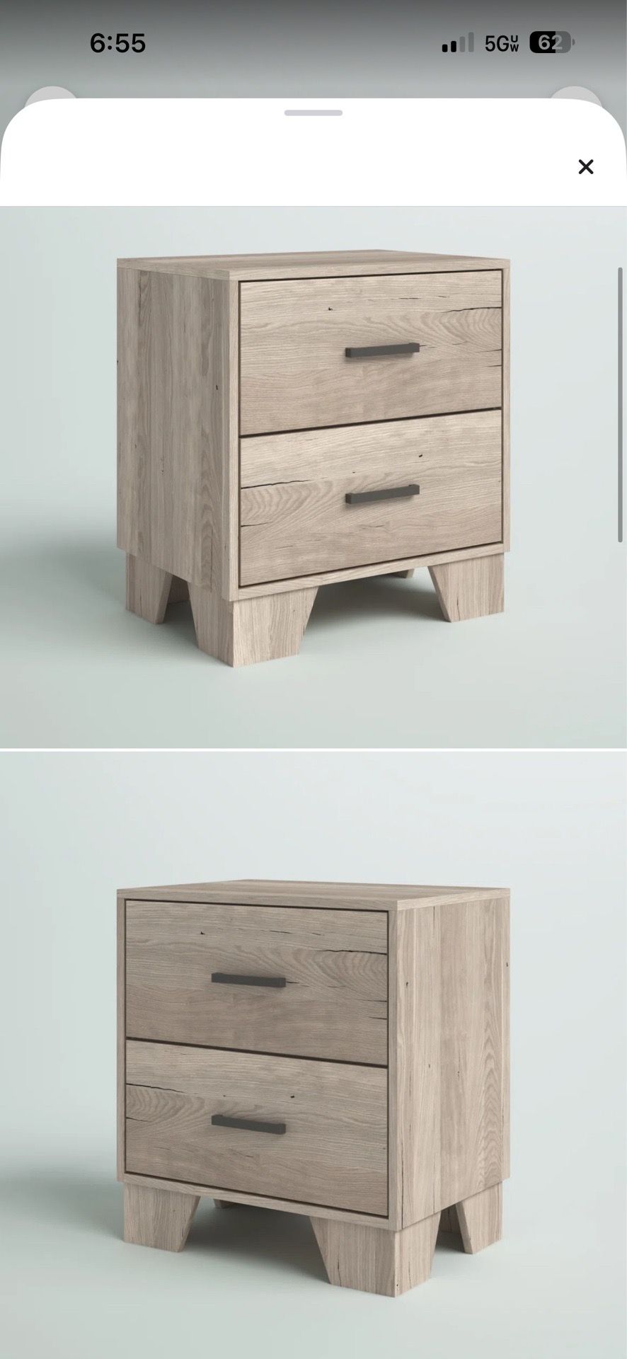 Grey Rustic Oak Nightstands - Set of 2