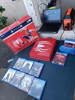 $450! New Conditions PS4 Pro Spider Man Edition 1000GB, 1 Control, 1 Spider man Game & box. $550! With 7 Disc Games. Trade up are welcome. Alo works 1