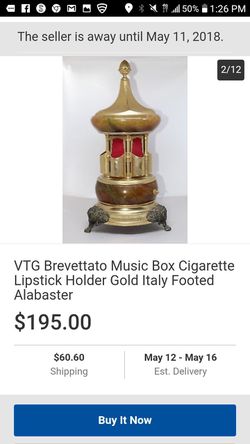 Vintage Mid-Century Brevettato Gold Gilded Cigarette & Lipstick