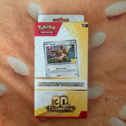 New factory sealed Pokemon Pokémon 30th Celebration Knock Out Collection box featuring an Eevee promo card