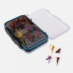 Trout Salmon Fly Fishing Flies Assortment With Tackle Box 