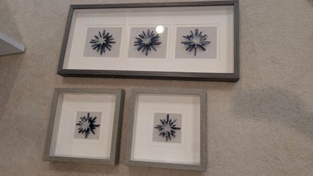 Framed Crystal Starburst Wall Art - Set of 3