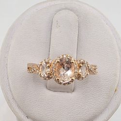 14k rose gold morganite and diamond ring