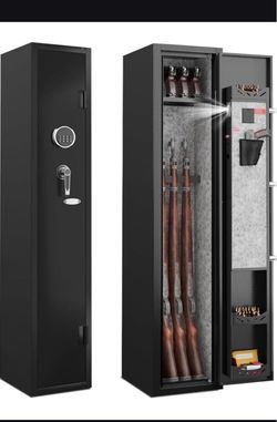 KAER 2-3 Gun Safe for Rifles and Pistols,Assembled Rifle Safe for Home Long Gun Cabinet for Shotguns,Quick Access,Digital Lock,Removable Rifle Rack,Ad