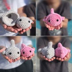 Gray Crochet Shark Stress Ball / Fidget Plushie