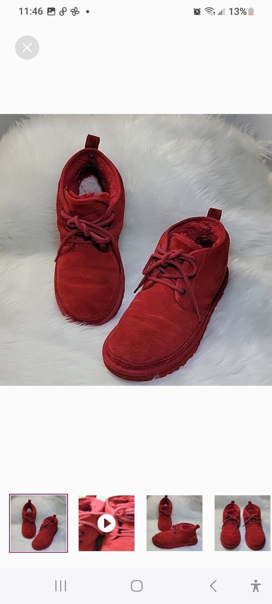 UGG Men Red NEUMEL lined Sheepskin Size 9
