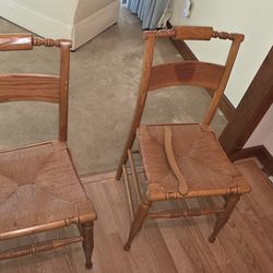 Ladder-Back Chairs with Woven Rush Seats