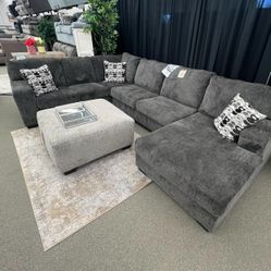 Living Room Furniture Modular Gray Sectional With Chaise ⭐$39 Down Payment with Financing ⭐ 90 Days same as cash