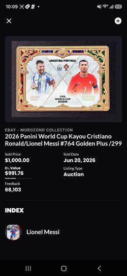 2026 Panini World Cup Messi/Ronaldo #764 Golden Plus /299