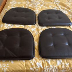 4 Brown Padded Seat Cushions For Dining Or Kitchen Chairs