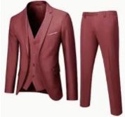 Men's Slime Fit Suit Button 3-Piece Blazer Dress Jacket & Vest & Pants For Business Wedding Party