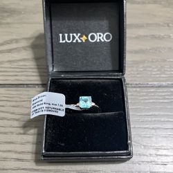 Blue Zircon 10k White Gold Ring (Size 7)