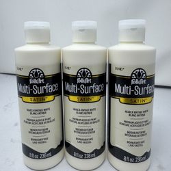 Folkart Multi-surface Satin vintage white 8oz  acrylic paint Lot of 3