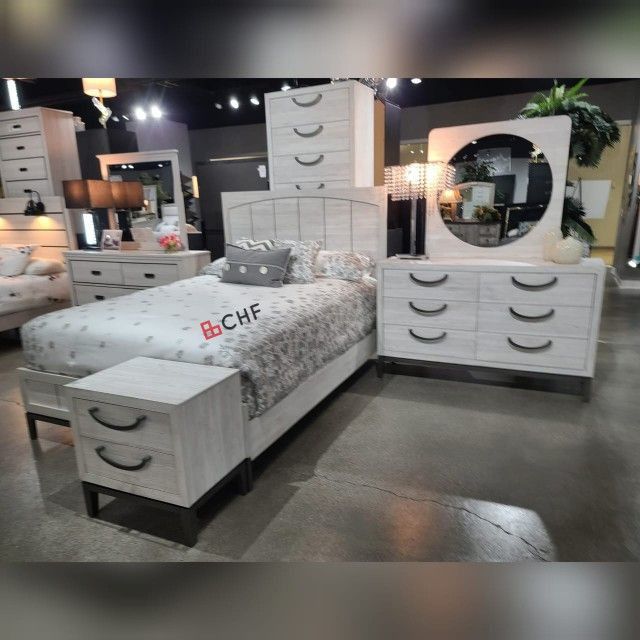 4 pc queen / king size bedroom set ( included bed frame ,dresser ,mirror ,nightstand )