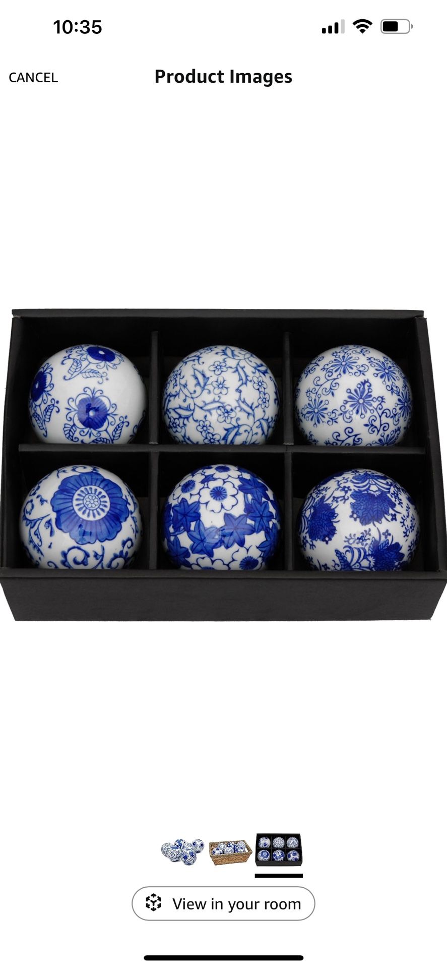 Red Lantern 4’’ Blue & White Decorative Porcelain Ball Set