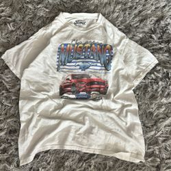 Ford Mustang white T-shirt with classic front graphic. Adult M/L