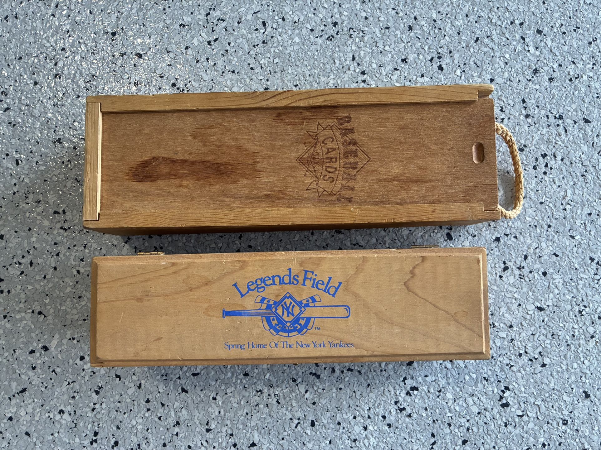 Vintage Wooden Baseball Card Box Boxes. Napa Valley Box Company. Yankees Legends