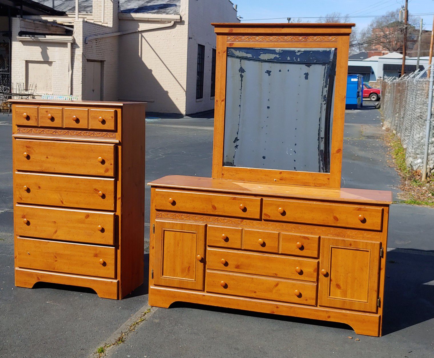 Dresser With Mirror & Chest Of Drawers