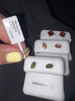 4 pairs of earrings 3 - 925 sterling silver 1- moissanite hoops