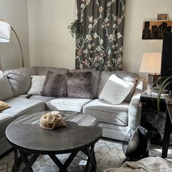 Sectional with side tables and ottoman