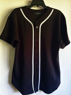 Baseball jersey Black with white stripes