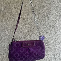 Coach Purple Jacquard Small Shoulder Bag/wristlet
