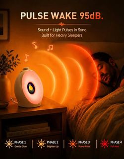 New! Sunrise Alarm Clock for Heavy Sleepers with Pulse Wake, No App